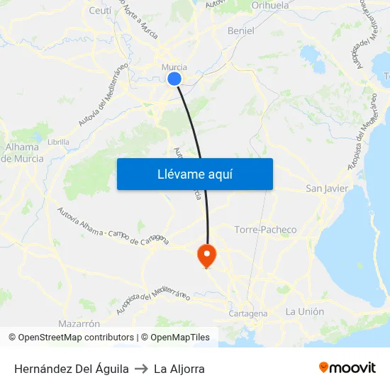 Hernández Del Águila to La Aljorra map