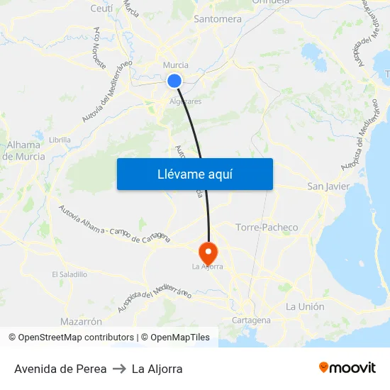 Avenida de Perea to La Aljorra map