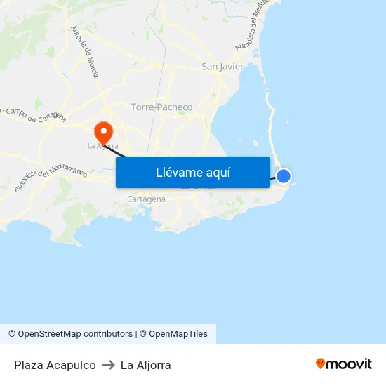 Plaza Acapulco to La Aljorra map