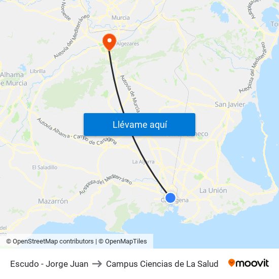 Escudo - Jorge Juan to Campus Ciencias de La Salud map