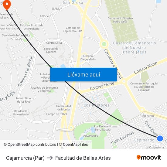 Cajamurcia (Par) to Facultad de Bellas Artes map