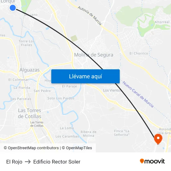 El Rojo to Edificio Rector Soler map