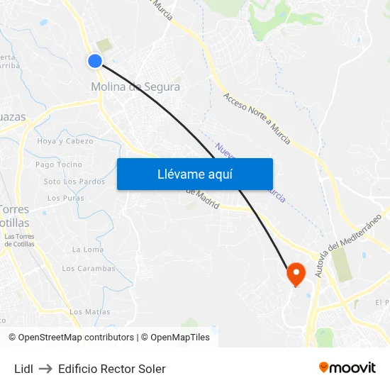 Lidl to Edificio Rector Soler map