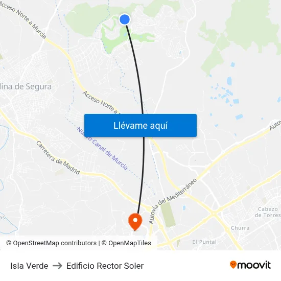 Isla Verde to Edificio Rector Soler map
