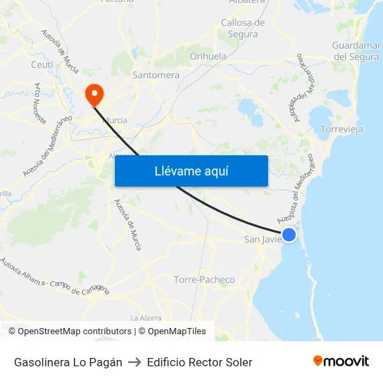 Gasolinera Lo Pagán to Edificio Rector Soler map