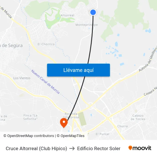 Cruce Altorreal (Club Hípico) to Edificio Rector Soler map