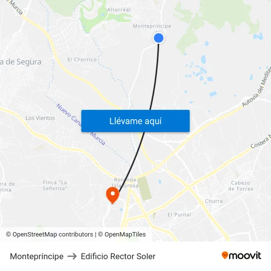 Montepríncipe to Edificio Rector Soler map