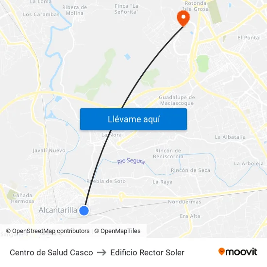 Centro de Salud Casco to Edificio Rector Soler map