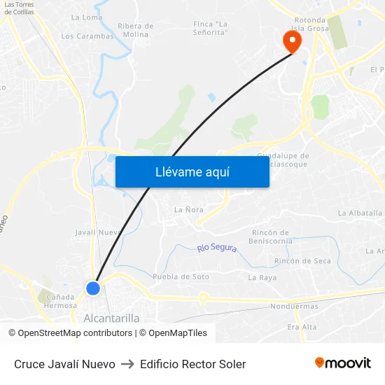 Cruce Javalí Nuevo to Edificio Rector Soler map