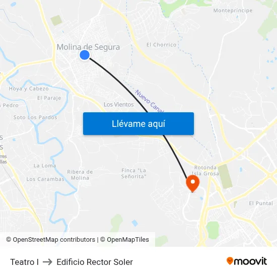 Teatro I to Edificio Rector Soler map