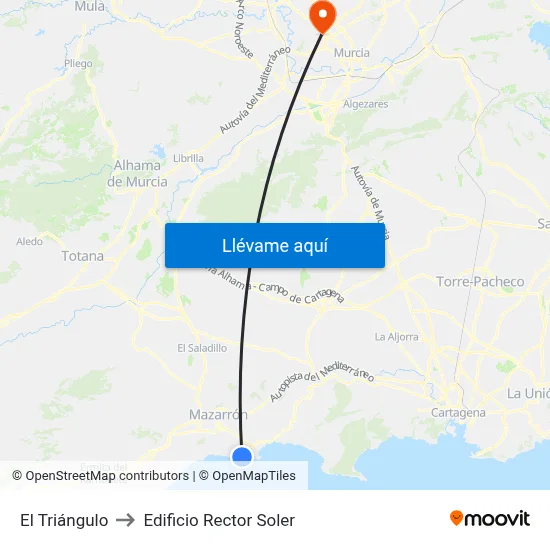 El Triángulo to Edificio Rector Soler map