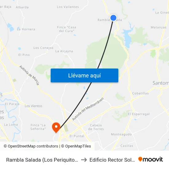 Rambla Salada (Los Periquitos) to Edificio Rector Soler map