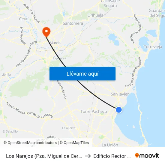Los Narejos (Pza. Miguel de Cervantes) to Edificio Rector Soler map