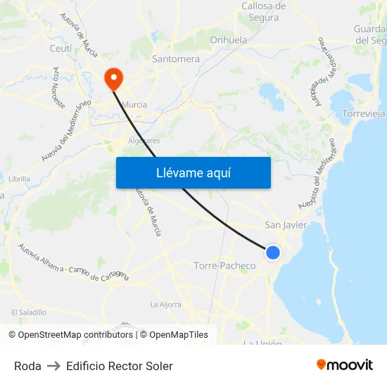 Roda to Edificio Rector Soler map