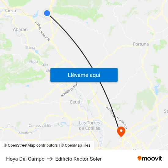 Hoya Del Campo to Edificio Rector Soler map