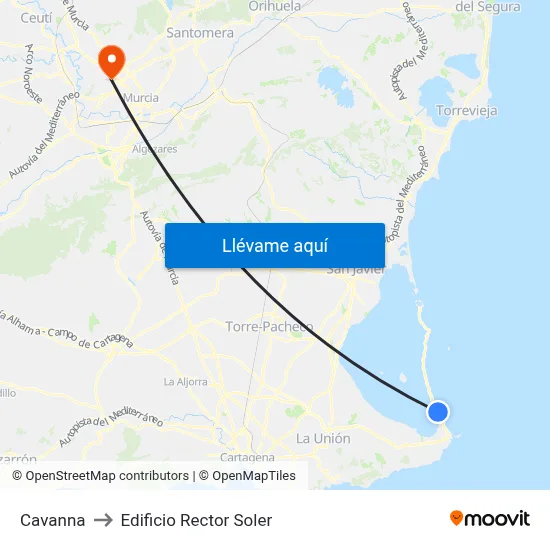Cavanna to Edificio Rector Soler map