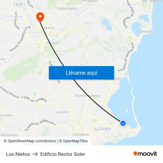 Los Nietos to Edificio Rector Soler map