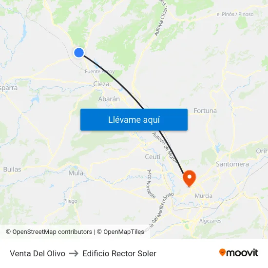 Venta Del Olivo to Edificio Rector Soler map