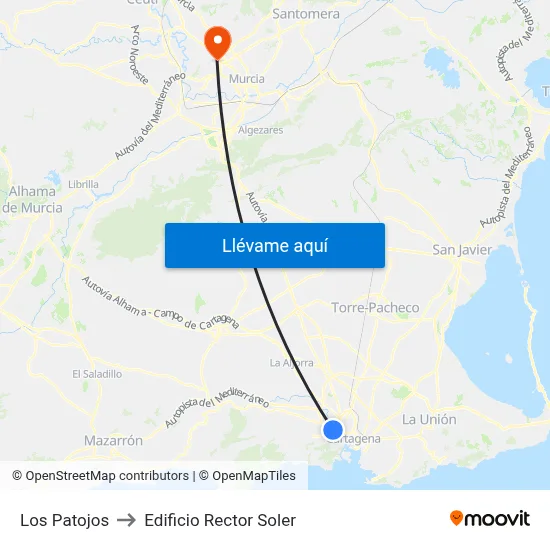 Los Patojos to Edificio Rector Soler map