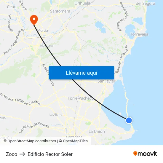 Zoco to Edificio Rector Soler map