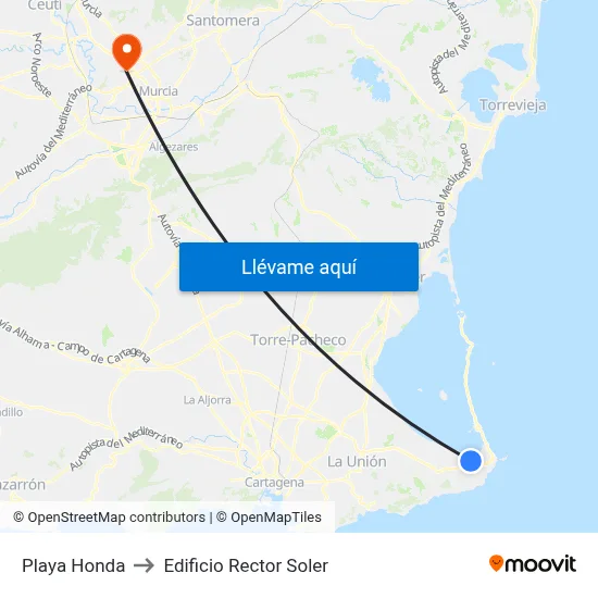 Playa Honda to Edificio Rector Soler map