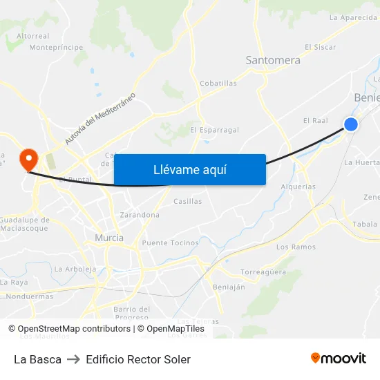 La Basca to Edificio Rector Soler map