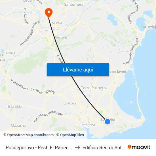 Polideportivo - Rest. El Pariente to Edificio Rector Soler map