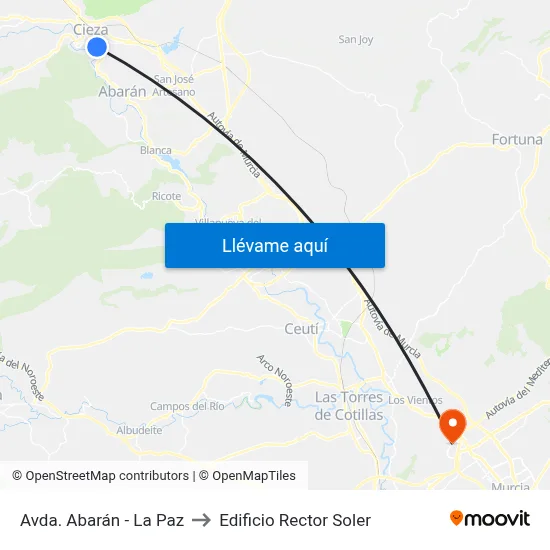 Avda. Abarán - La Paz to Edificio Rector Soler map