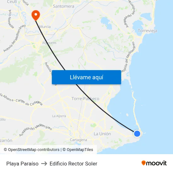 Playa Paraíso to Edificio Rector Soler map