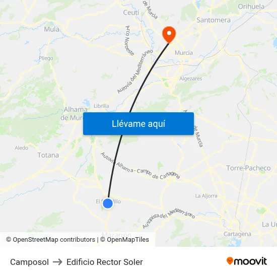 Camposol to Edificio Rector Soler map