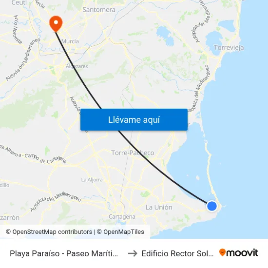 Playa Paraíso - Paseo Marítimo to Edificio Rector Soler map