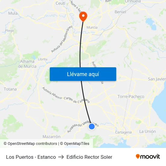 Los Puertos - Estanco to Edificio Rector Soler map