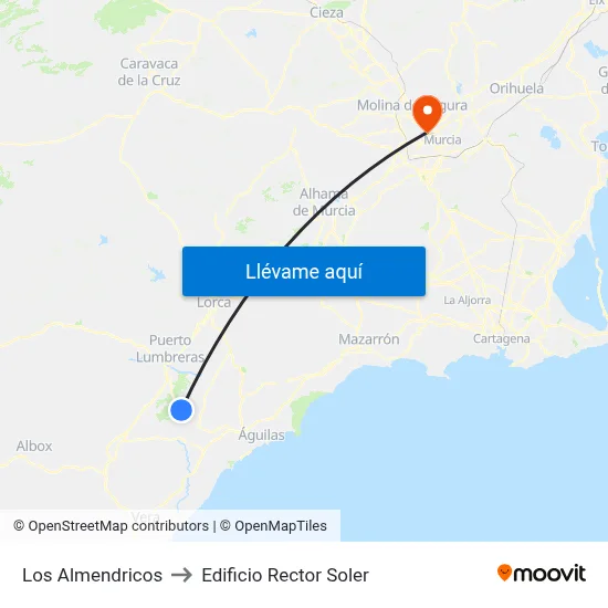 Los Almendricos to Edificio Rector Soler map