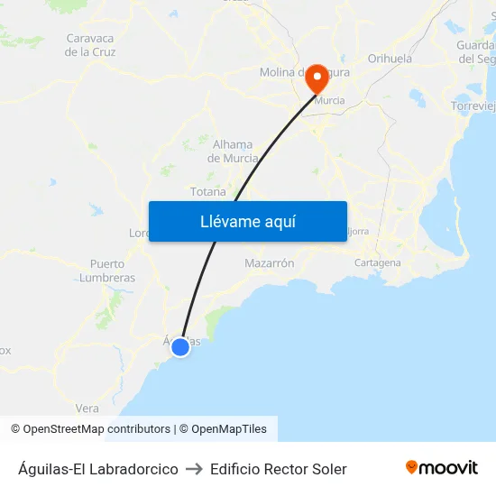 Águilas-El Labradorcico to Edificio Rector Soler map