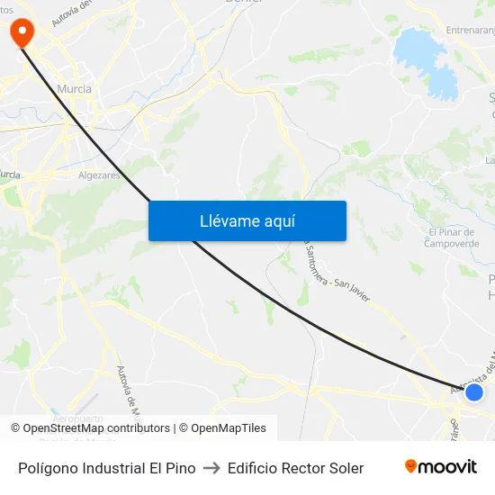 Polígono Industrial El Pino to Edificio Rector Soler map