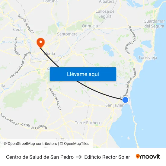Centro de Salud de San Pedro to Edificio Rector Soler map