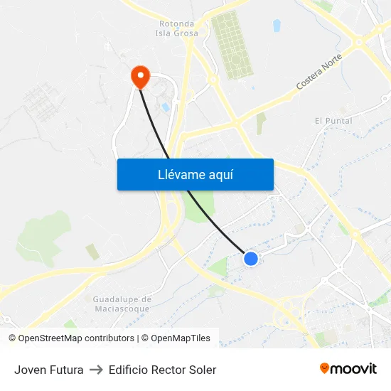 Joven Futura to Edificio Rector Soler map