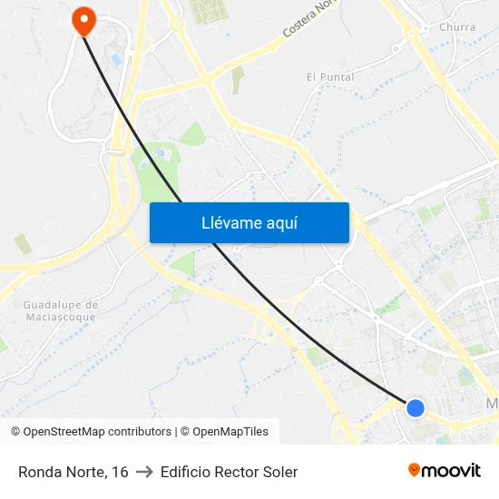 Ronda Norte, 16 to Edificio Rector Soler map