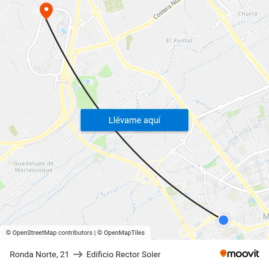 Ronda Norte, 21 to Edificio Rector Soler map