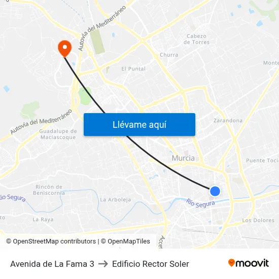 Avenida de La Fama 3 to Edificio Rector Soler map