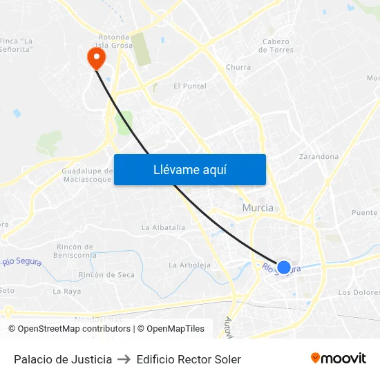 Palacio de Justicia to Edificio Rector Soler map