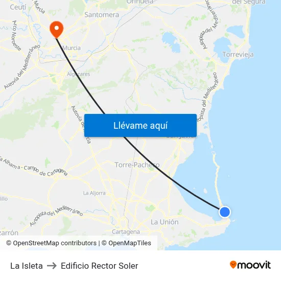 La Isleta to Edificio Rector Soler map