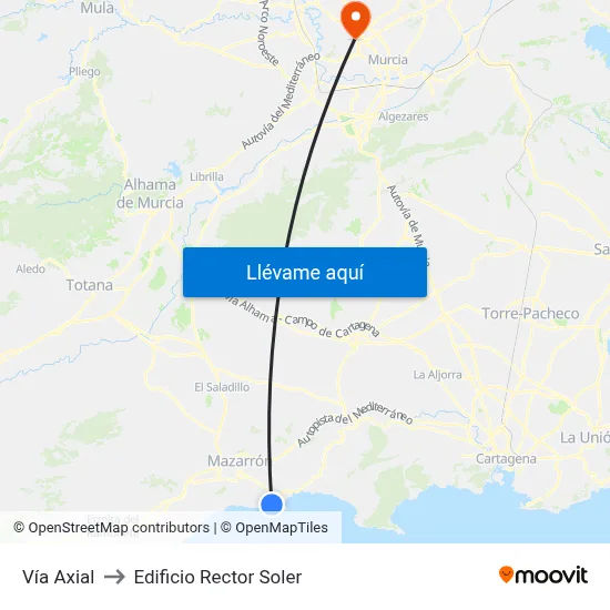 Vía Axial to Edificio Rector Soler map
