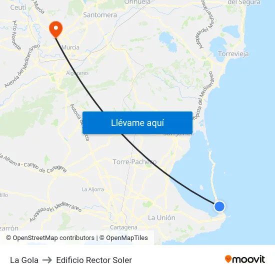 La Gola to Edificio Rector Soler map