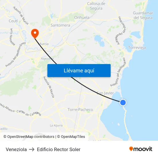 Veneziola to Edificio Rector Soler map