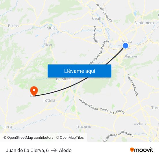 Juan de La Cierva, 6 to Aledo map