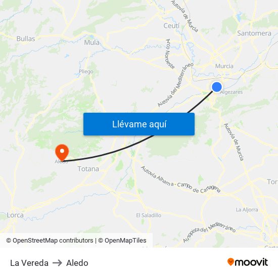 La Vereda to Aledo map