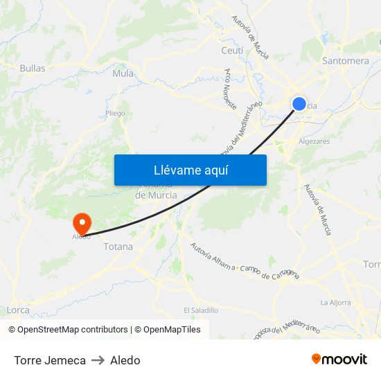 Torre Jemeca to Aledo map