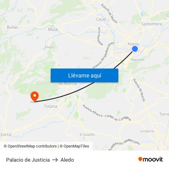 Palacio de Justicia to Aledo map