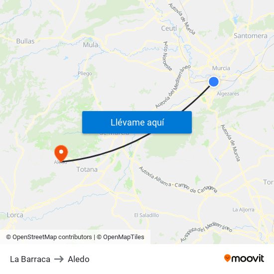 La Barraca to Aledo map